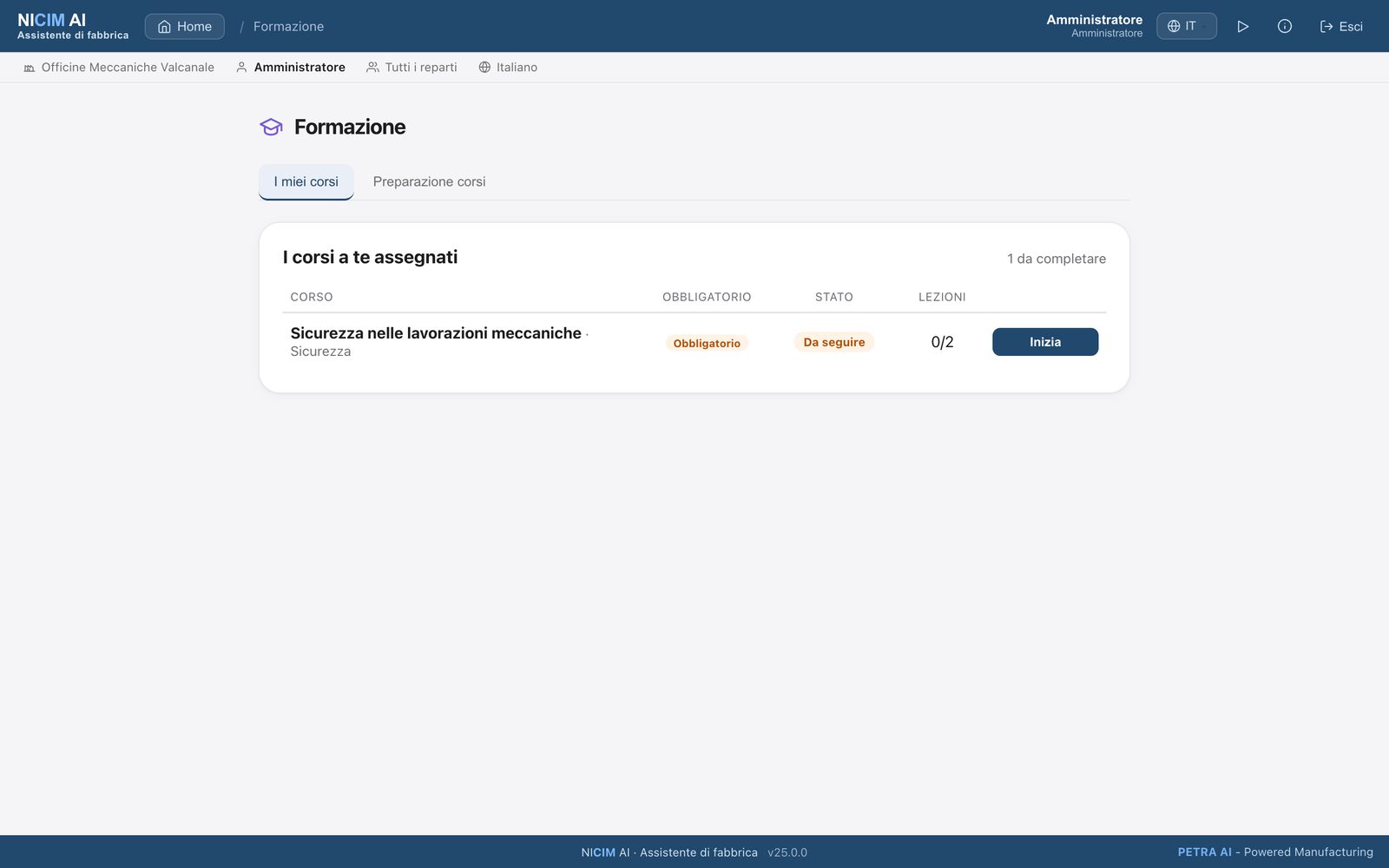 I corsi di formazione assegnati all'utente
